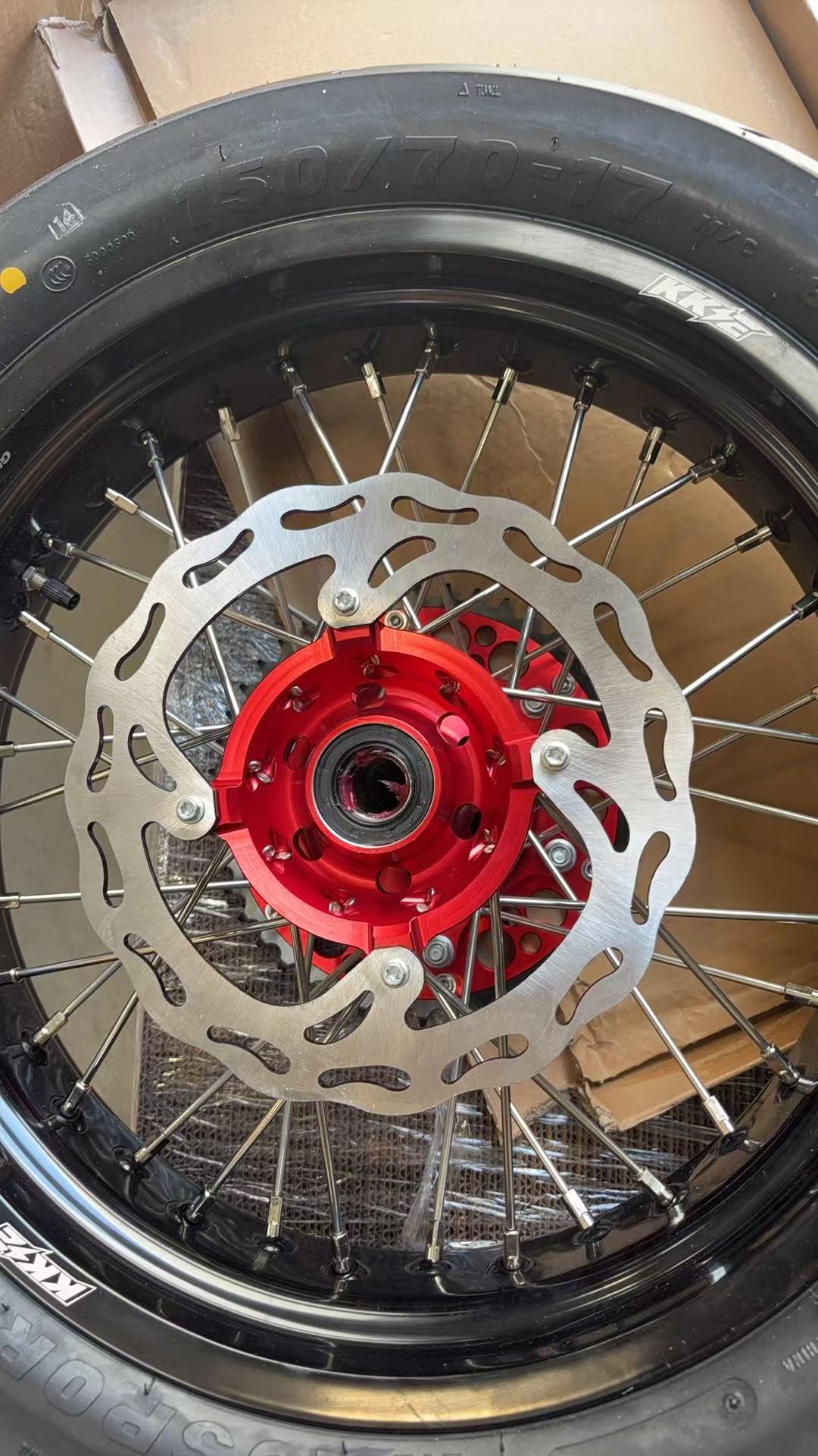 Returned Wheels for Honda XR650L 1993-2024 -- KKE Supermoto Wheels with CST Tires Mounted 3.5*17"/4.25*17 Rims