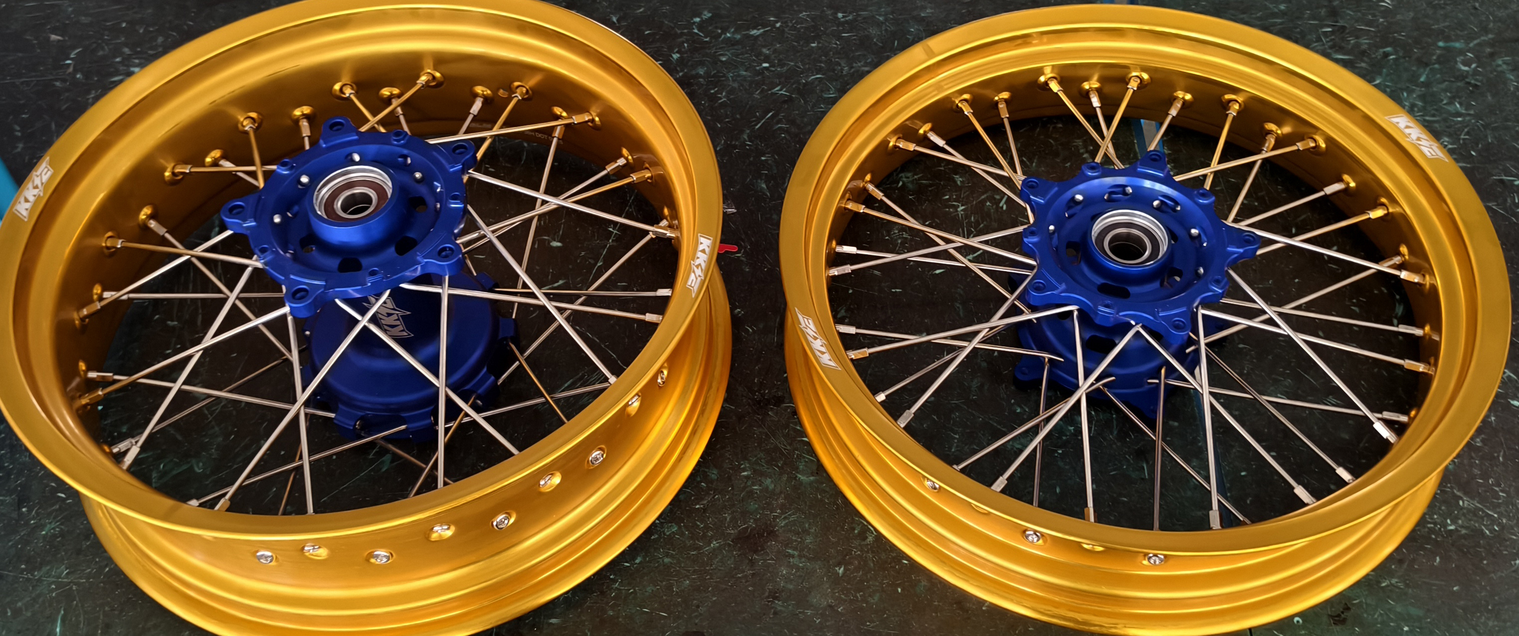 for Tenere 700 -- KKE Wheels Compatible with Yamaha Tenere 700 2019 - 2026 Silver Nuts 3.5*17" / 5.0*17"