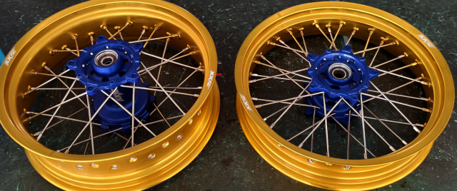 for Tenere 700 -- KKE Wheels Compatible with Yamaha Tenere 700 2019 - 2025 Silver Nuts 3.5*17" / 5.0*17"