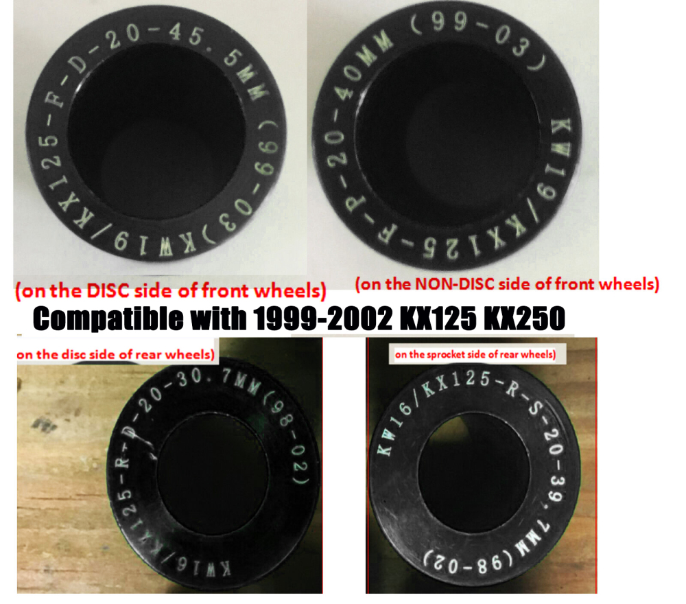 KKE Black Rear Spacers Bushings for KKE Wheels that for Kawasaki KX125 KX250 1993-2002