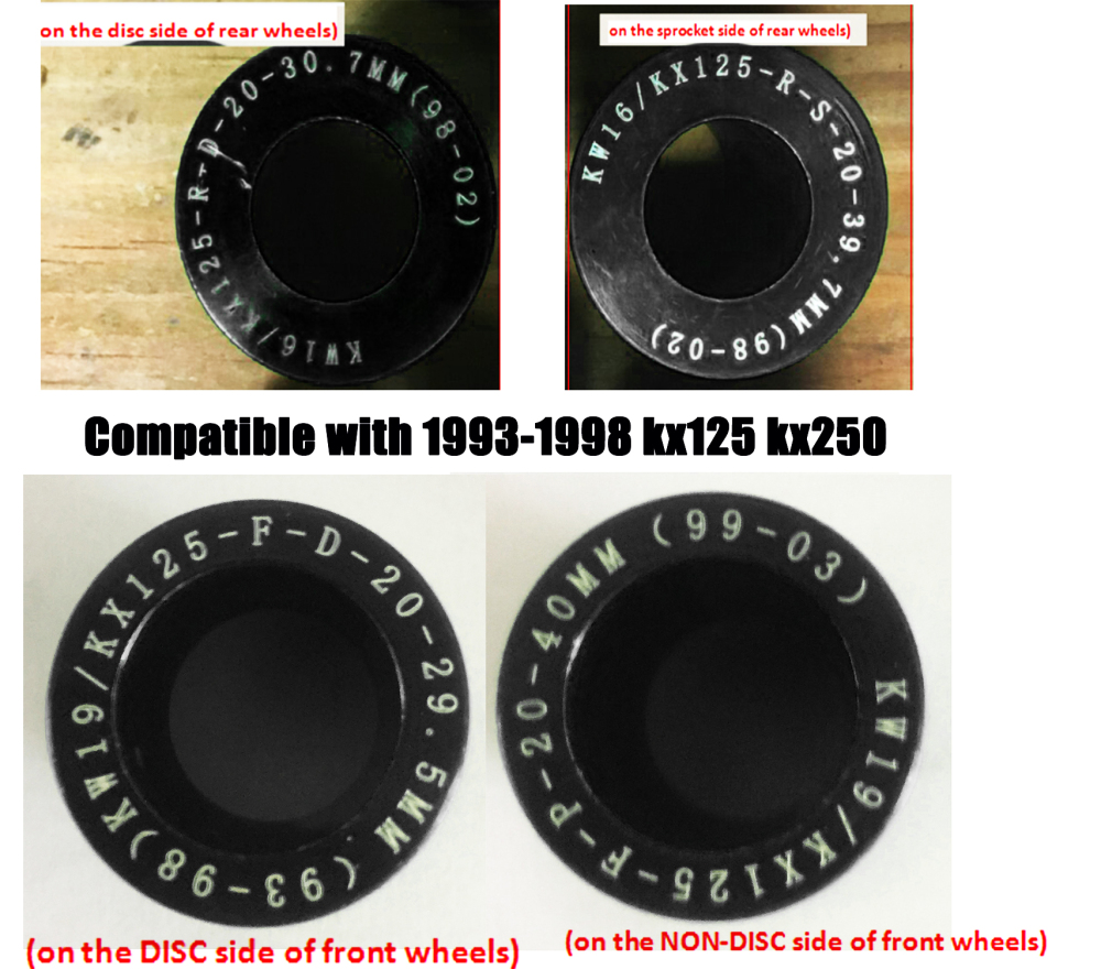 KKE Black Rear Spacers Bushings for KKE Wheels that for Kawasaki KX125 KX250 1993-2002