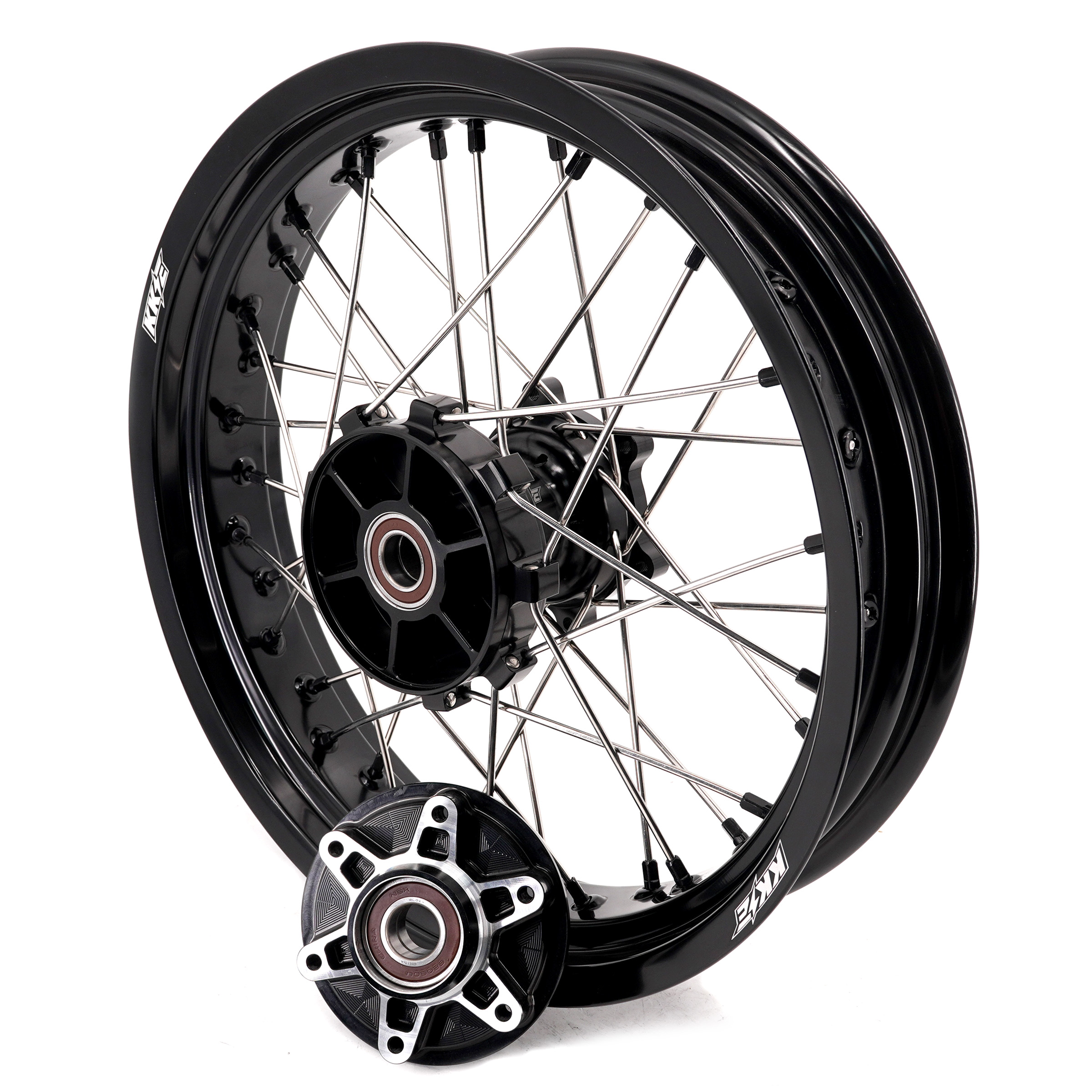 KKE Wheels fit KTM 390 Adventure 2020-2021 2.5*19"/3.5*17" Black Hub Black Rim, Tubed Wheels