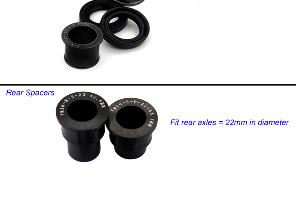 KKE Front & Rear Black Spacers Bushings & Seals for KKE Wheels that for WR250F 2007-2018 fit 22mm Rear Axle