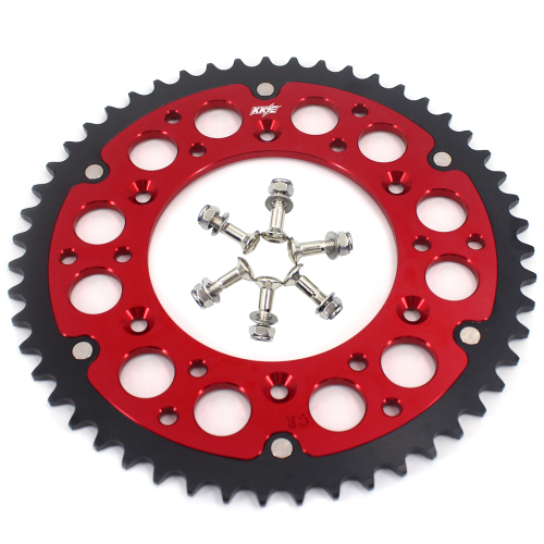 KKE 44T - 52T Hybrid Rear Sprocket for Honda CRF250R CRF450R 2002-2026 CRF450X CR125R 250R (Red / Black)