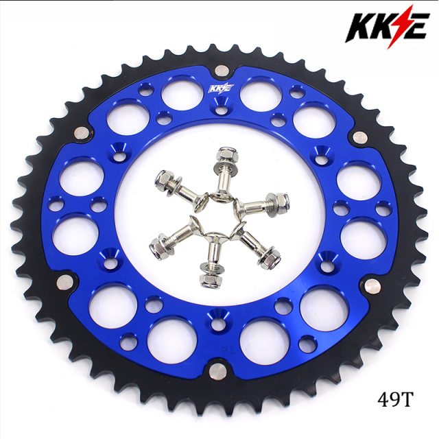 KKE 44T - 52T Hybrid Rear Sprocket for Yamaha YZ125 YZ250 YZ250F YZ450F (Blue /Gold / Black)