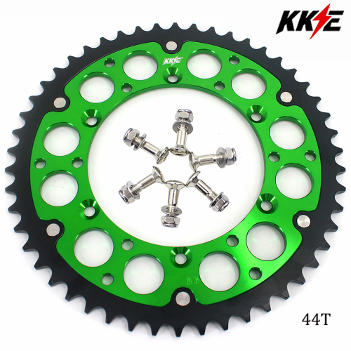 KKE 44T - 51T Hybrid Rear Sprocket for Kawasaki KX250 KX250F KX450F KX250X KX450X (Green / Blue )