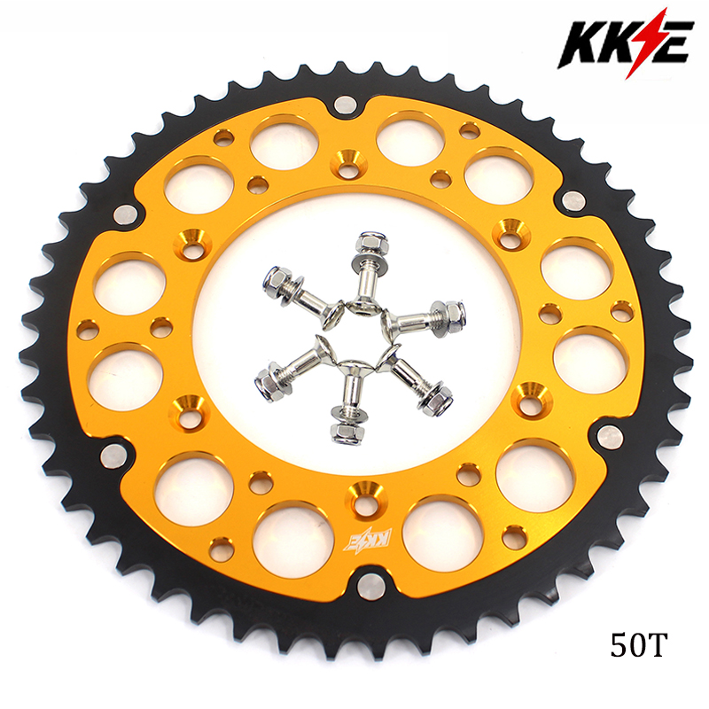 KKE 44T - 52T Hybrid Rear Sprocket for Yamaha YZ125 YZ250 YZ250F YZ450F (Blue /Gold / Black)