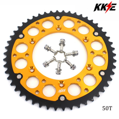 KKE 44T - 52T Hybrid Rear Sprocket for Yamaha YZ125 YZ250 YZ250F YZ450F (Blue /Gold / Black)