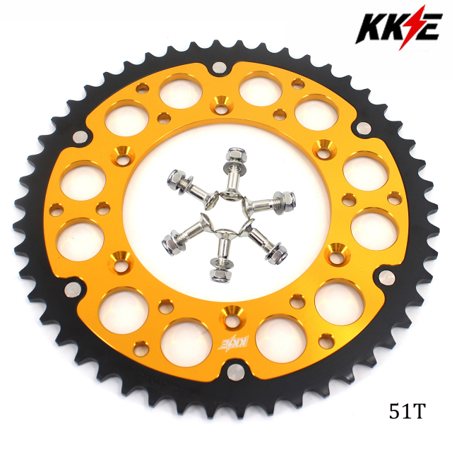 KKE 44T - 52T Hybrid Rear Sprocket for Yamaha YZ125 YZ250 YZ250F YZ450F (Blue /Gold / Black)