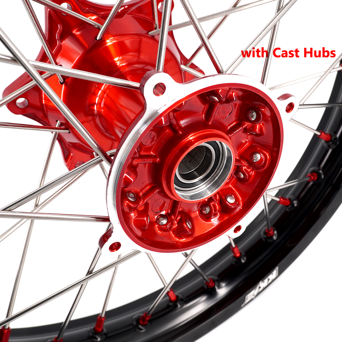 for Honda CRF250R 2014-2026 CRF450R 13-2026 ---KKE Dirt Bike Rear Wheel (Silver / Red / Black Hub)