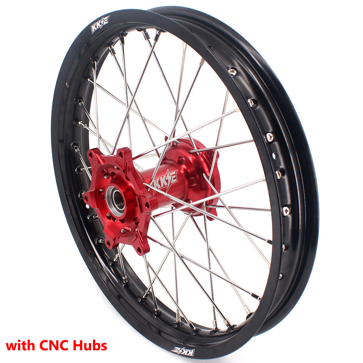 for Honda CRF250R 2014-2026 CRF450R 13-2026 ---KKE Dirt Bike Rear Wheel (Silver / Red / Black Hub)