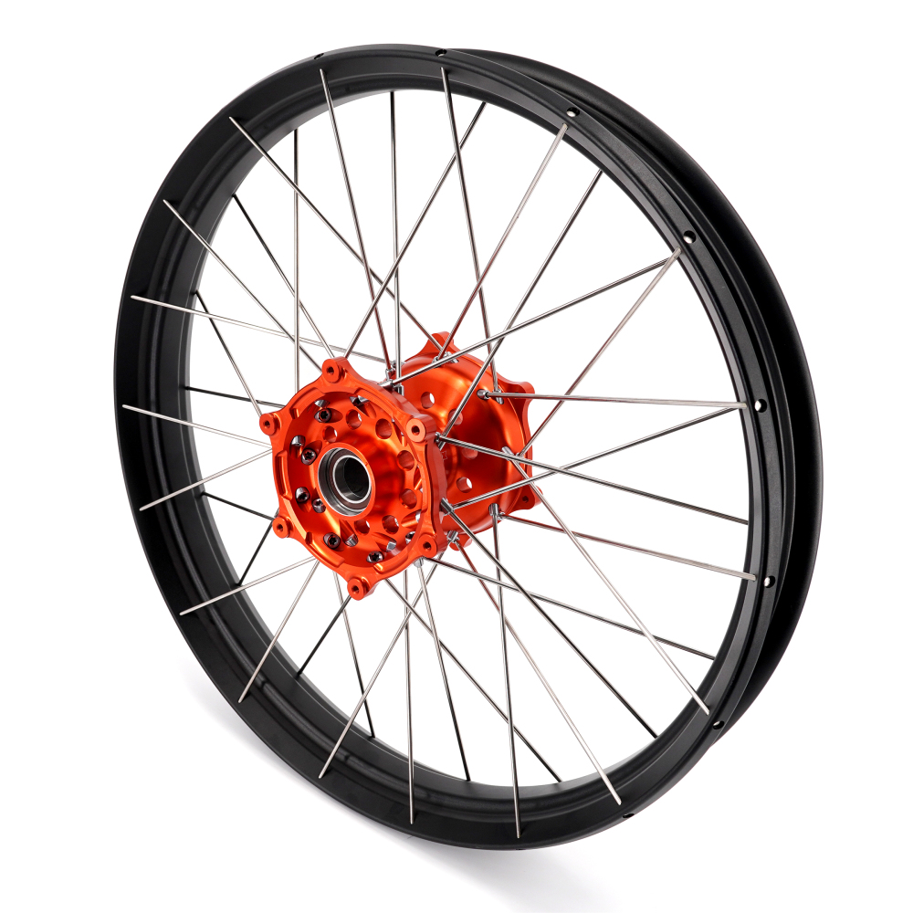 for KTM 1290 / 1090 / 890 / 790 --VMX 21/18 Tubeless Wheels for KTM 1090 Adventure R 2017-2019 / KTM 1290 Adventure 2017-2020 Orange Hub