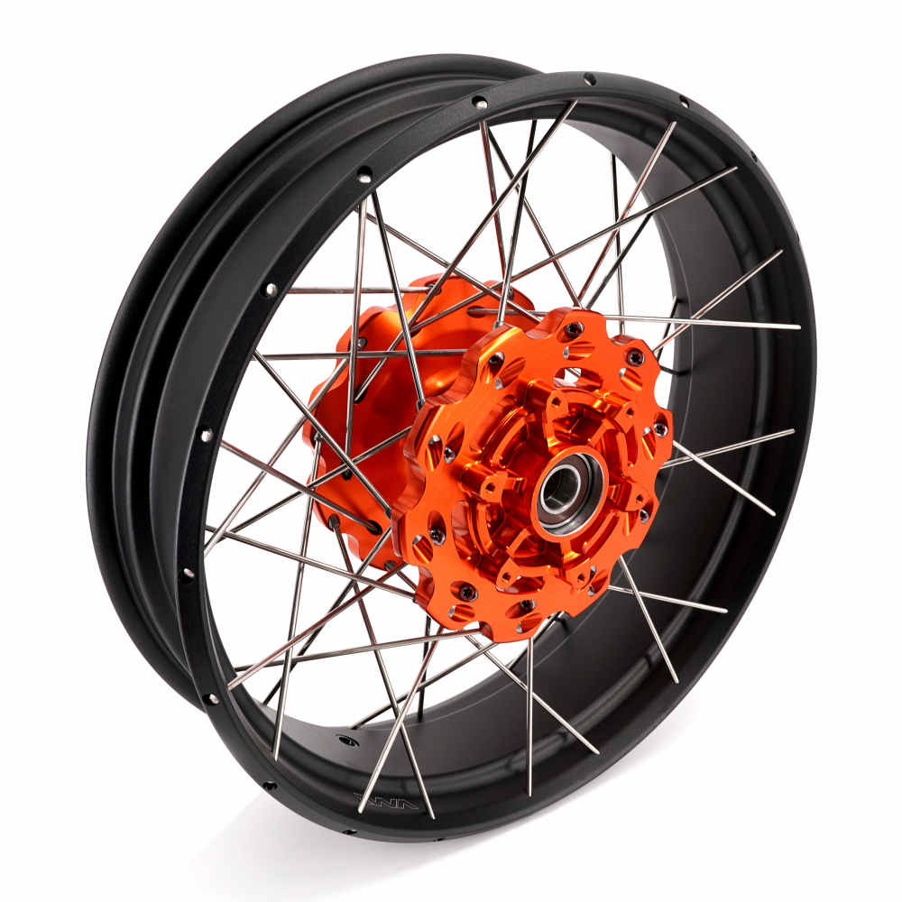 for KTM 1290 / 1090 / 890 / 790 --VMX 21/18 Tubeless Wheels for KTM 1090 Adventure R 2017-2019 / KTM 1290 Adventure 2017-2020 Orange Hub