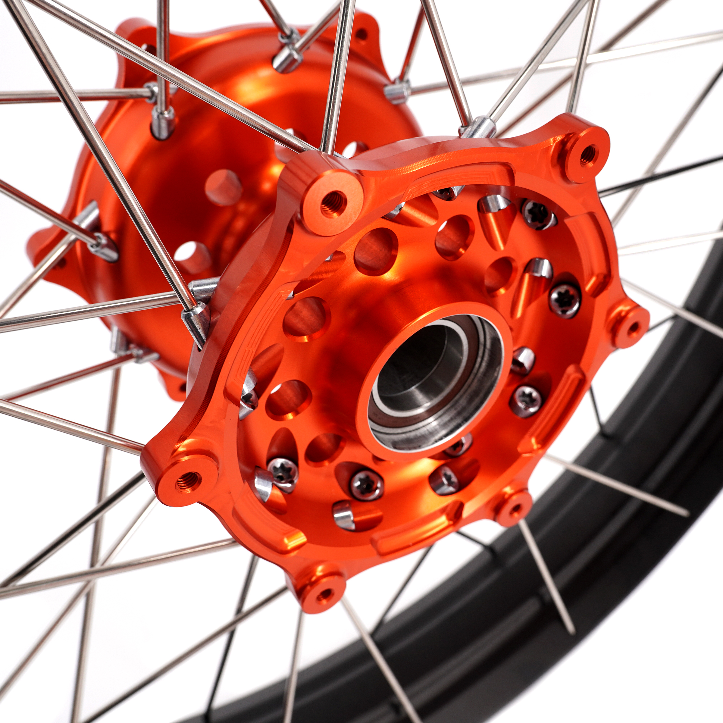 for KTM 1290 / 1090 / 890 / 790 --VMX 21/18 Tubeless Wheels for KTM 1090 Adventure R 2017-2019 / KTM 1290 Adventure 2017-2020 Orange Hub