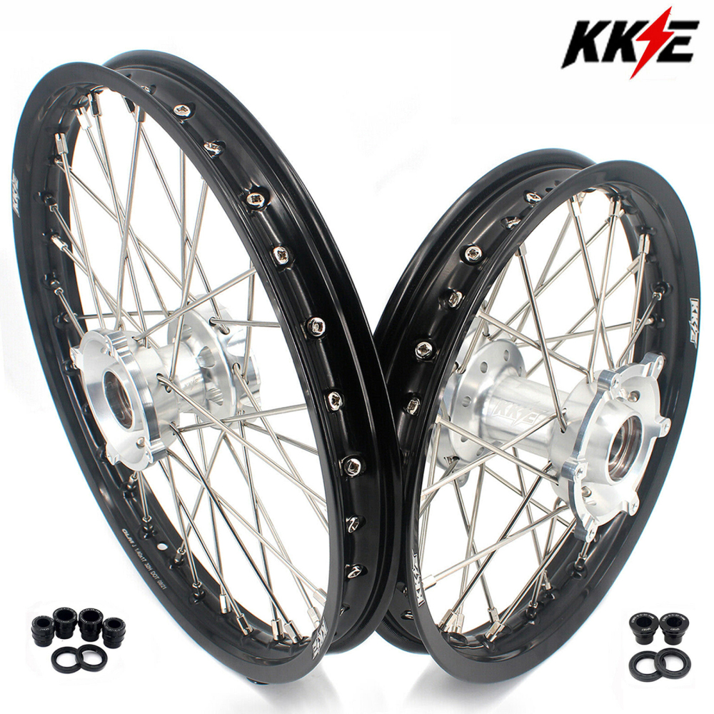 KKE 17/14 Kid's Dirt Bike Wheels Rims Compatible with Husqvarna TC 85 2021 - 2024 / Gas Gas MC 85 2021 - 2024 / KTM 85 SX 2021 - 2024 Blue Nipples