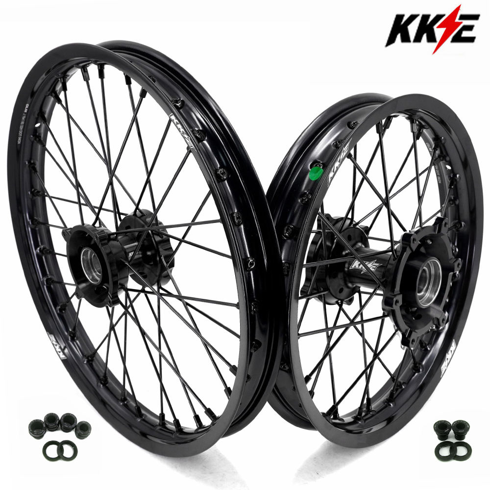 KKE 17/14 Kid's Dirt Bike Wheels Rims Compatible with Husqvarna TC 85 2021 - 2024 / Gas Gas MC 85 2021 - 2024 / KTM 85 SX 2021 - 2024 Blue Nipples