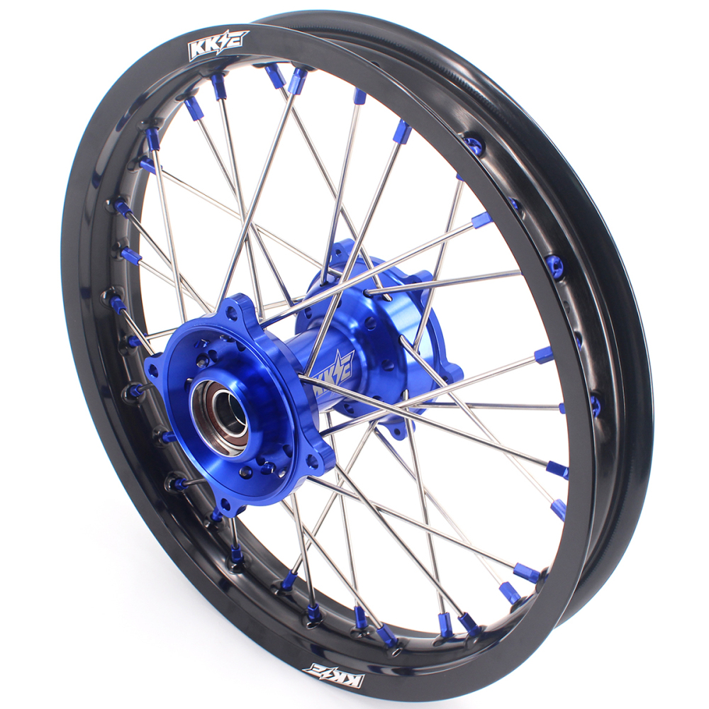 KKE 17/14 Kid's Dirt Bike Wheels Rims Compatible with KTM 85 SX 2021 - 2024 Blue Nipples