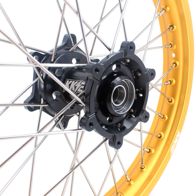 for RM125 RM250 1996-2008-- KKE CNC Dirt Bike Wheels fit Suzuki (Gold Hub/ Black Hub / Red Hub / Gold Rim / Black Rim)