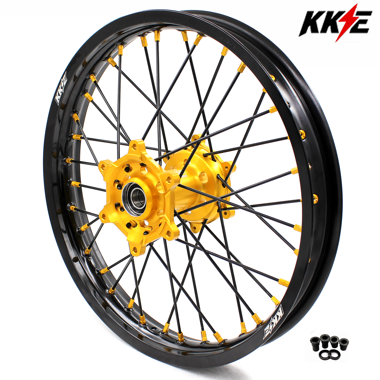 for RM125 RM250 1996-2008-- KKE 2.15*19" CNC Rear Dirt Bike Wheel fit Suzuki (Gold Hub/ Black Hub / Red Hub / Gold Rim / Black Rim)