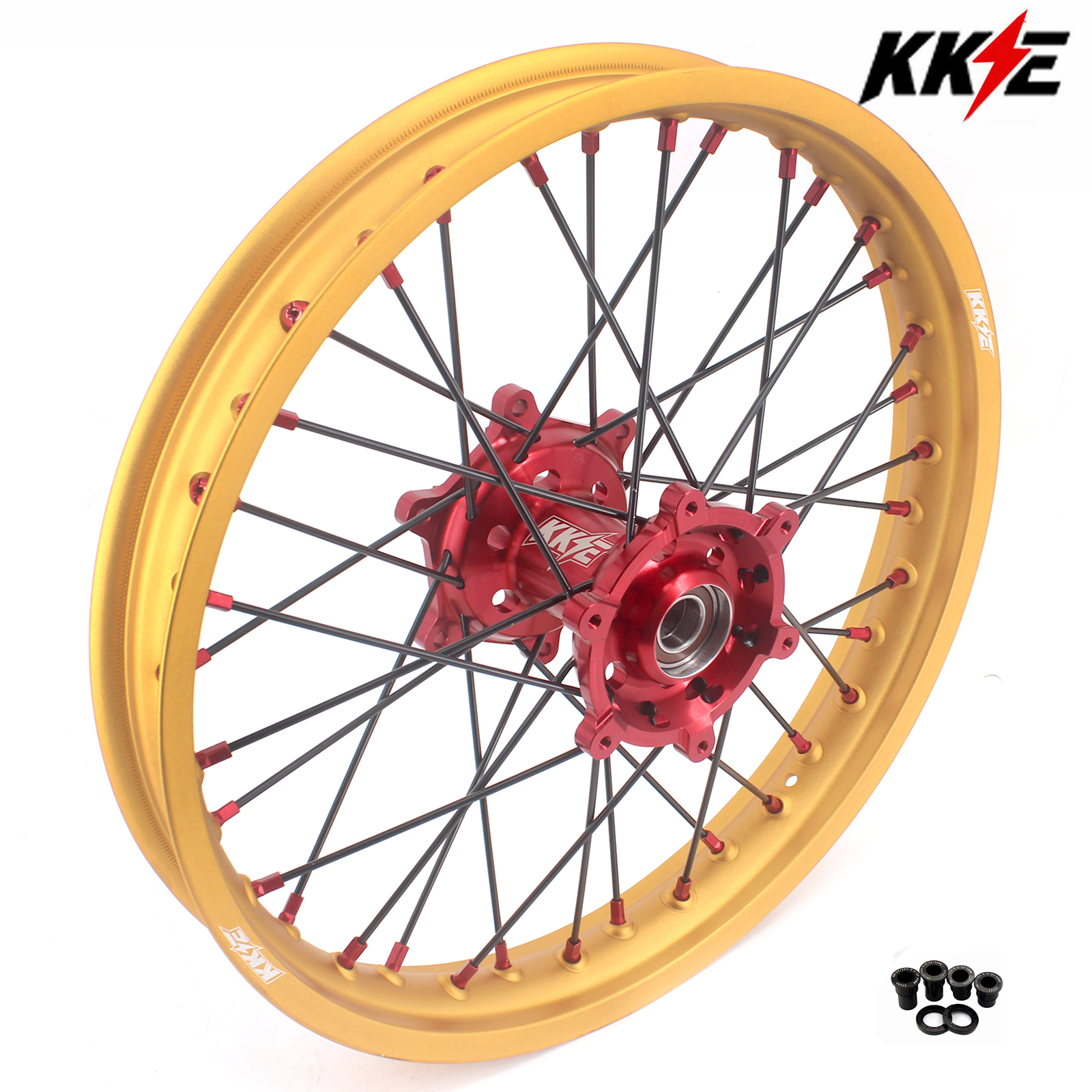 for RM125 RM250 1996-2008-- KKE 2.15*19" CNC Rear Dirt Bike Wheel fit Suzuki (Gold Hub/ Black Hub / Red Hub / Gold Rim / Black Rim)
