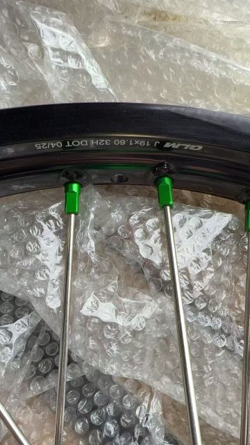 19/16 Returned Wheels for KX85 2000-2025/ KX100 KX112 KX80 93-2000 --- KKE 19/16 Kid's Dirt Bike Wheels for Kawasaki Green Nipple