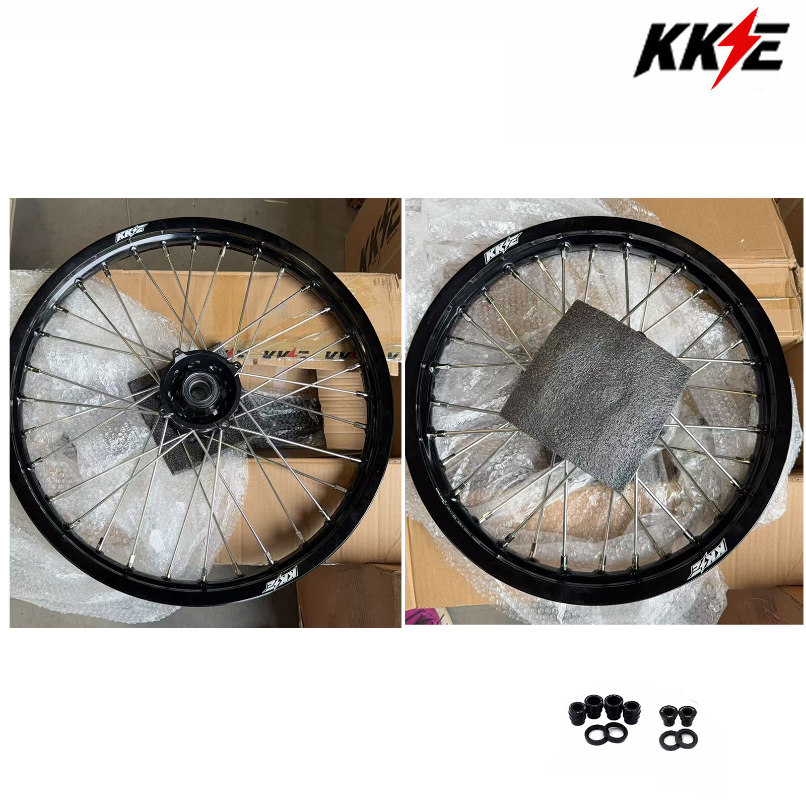 19/16 Returned Wheels for KTM 85 SX 2025-2026/ Husqvarna TC 85 2025 / Gas Gas MC 85 --KKE Kid's Dirt Bike Wheels Rims Black Hub