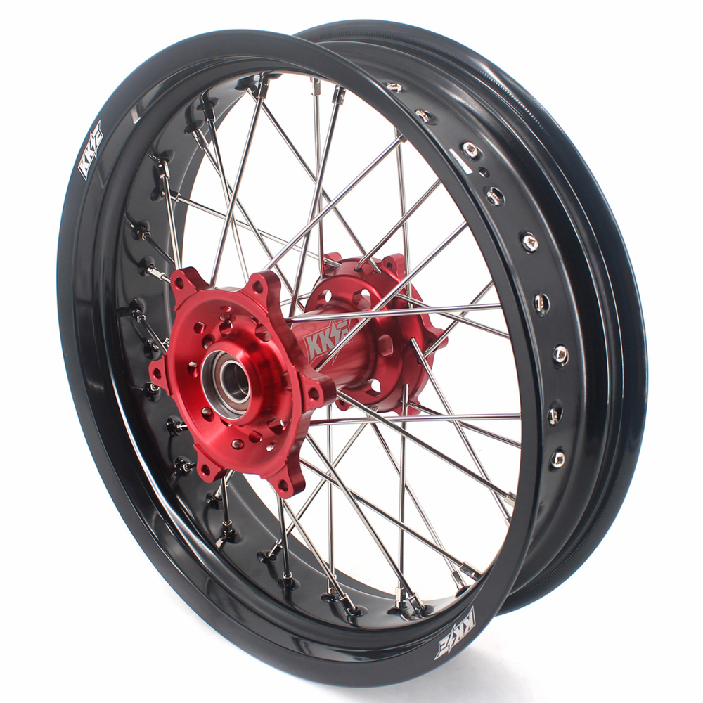 for KTM 125-530CC-KKE 17" Supermoto Wheels for Gas Gas EC MC 2021-2026 / KTM 125-530CC XCW EXC EXCW 2000-2025 CNC Red Hubs