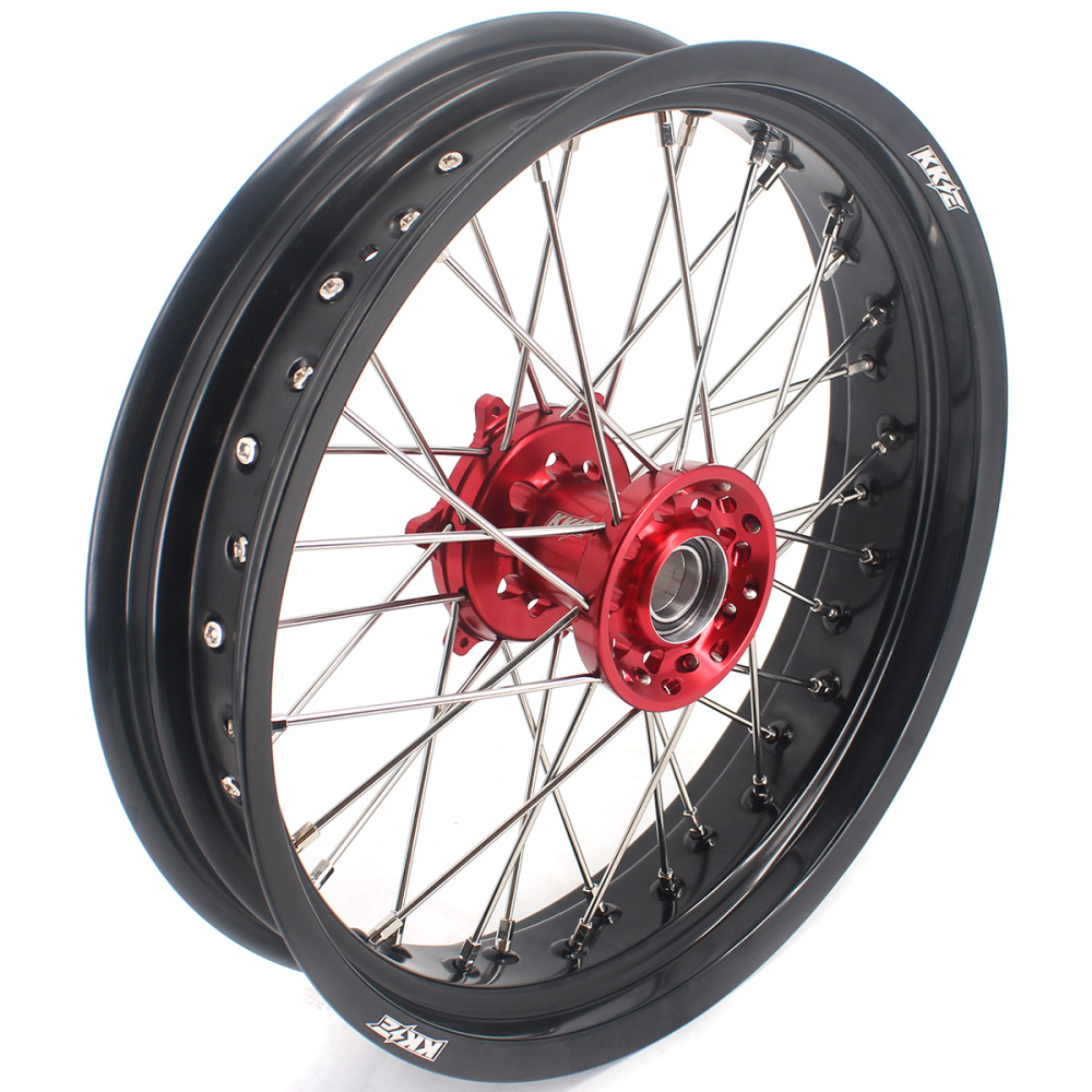 for KTM 125-530CC-KKE 17" Supermoto Wheels for Gas Gas EC MC 2021-2026 / KTM 125-530CC XCW EXC EXCW 2000-2025 CNC Red Hubs