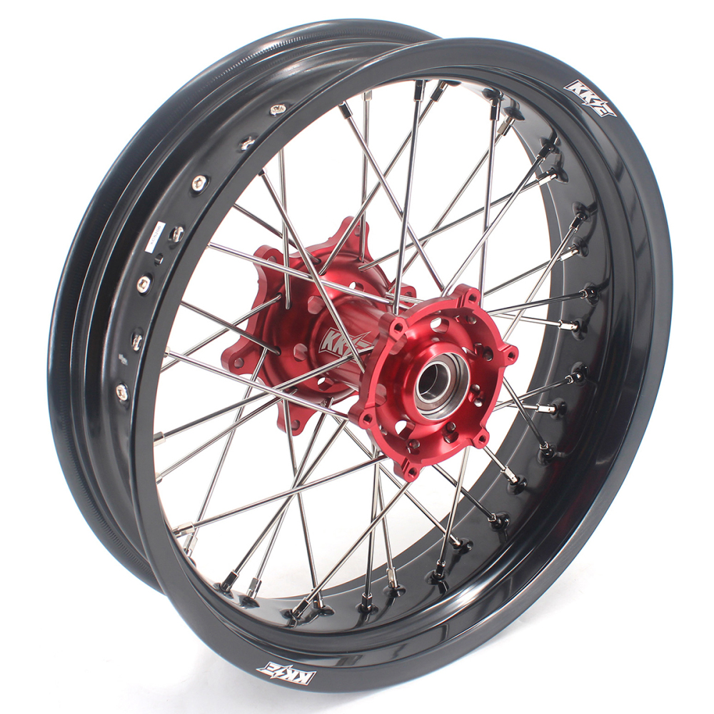 for KTM 125-530CC-KKE 17" Supermoto Wheels for Gas Gas EC MC 2021-2026 / KTM 125-530CC XCW EXC EXCW 2000-2025 CNC Red Hubs
