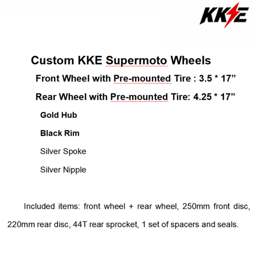 KKE 3.5/4.25*17 Supermoto Wheels Rims Set fit SUZUKI DRZ400 DRZ400E DRZ400S with CST Tire Gold Hub