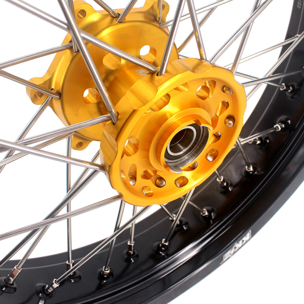 KKE 3.5/4.25*17 Supermoto Wheels Rims Set fit SUZUKI DRZ400 DRZ400E DRZ400S with CST Tire Gold Hub