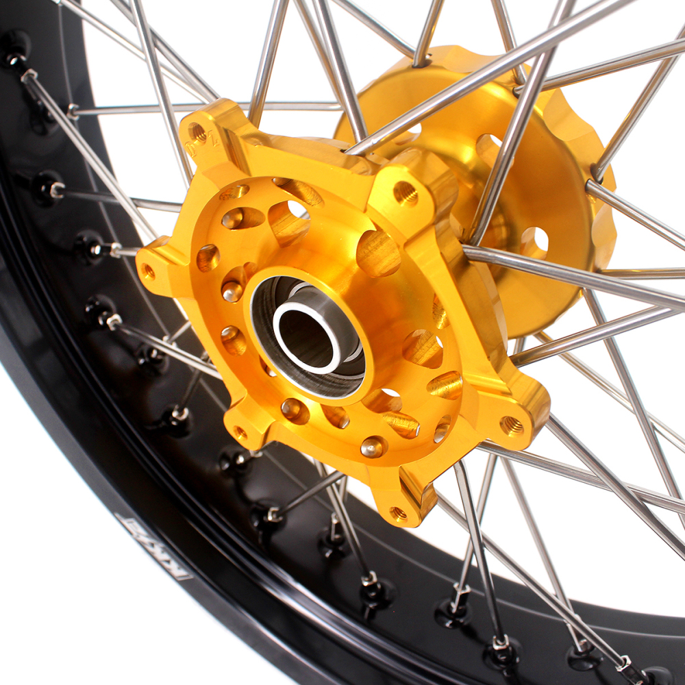 KKE 3.5/4.25*17 Supermoto Wheels Rims Set fit SUZUKI DRZ400 DRZ400E DRZ400S with CST Tire Gold Hub