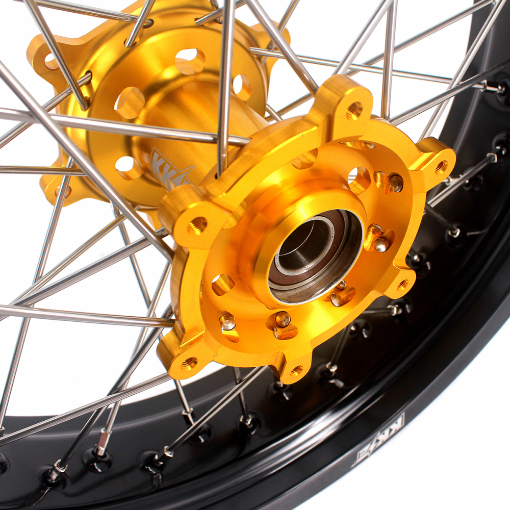 KKE 3.5/4.25*17 Supermoto Wheels Rims Set fit SUZUKI DRZ400 DRZ400E DRZ400S with CST Tire Gold Hub