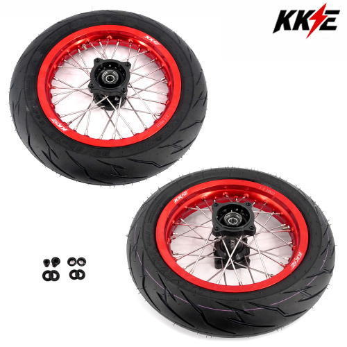 For Rawrr Mantis Mini 2024 - 2026 - KKE 1.85*12/2.15*12 E-Bike Mini Wheels Kit with Tire Black Hub Red Rims