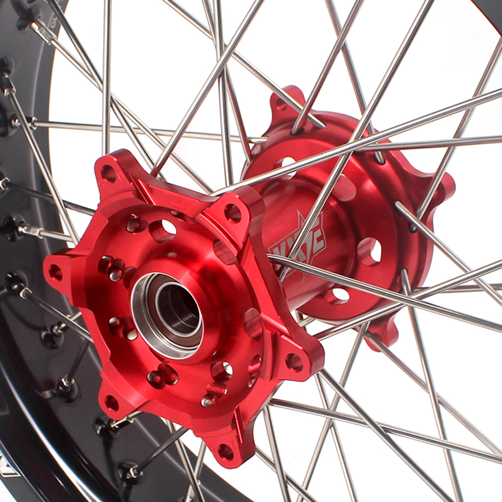 Fit SUZUKI RMZ250 2007-2025 RMZ450 2005-2025 -- KKE 3.5/4.25 Supermoto Wheels Set with CST Tire CNC Red Hub