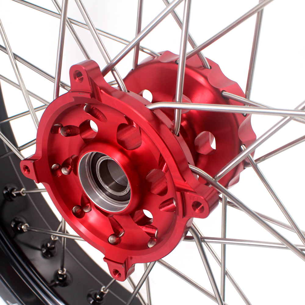 Fit SUZUKI RMZ250 2007-2025 RMZ450 2005-2025 -- KKE 3.5/4.25 Supermoto Wheels Set with CST Tire CNC Red Hub