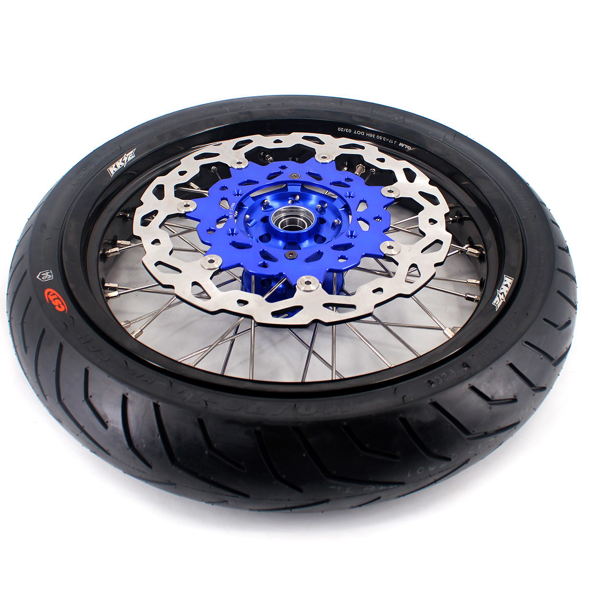 Fit Yamaha WR250F 20- 2026 WR450F 2019 -2026 - KKE 3.5*17/4.25*17 Supermoto Wheels with CST Tires Blue