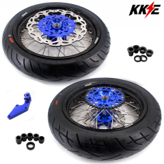 Fit Yamaha WR250F 20- 2026 WR450F 2019 -2026 - KKE 3.5*17/4.25*17 Supermoto Wheels with CST Tires Blue