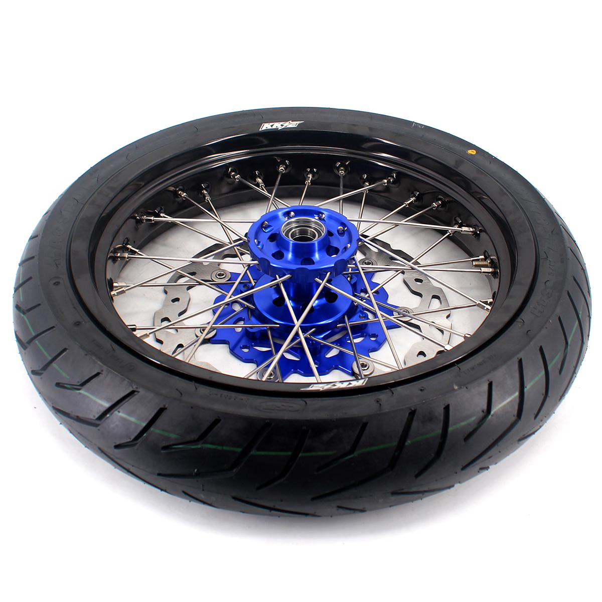 Fit Yamaha WR250F 20- 2026 WR450F 2019 -2026 - KKE 3.5*17/4.25*17 Supermoto Wheels with CST Tires Blue