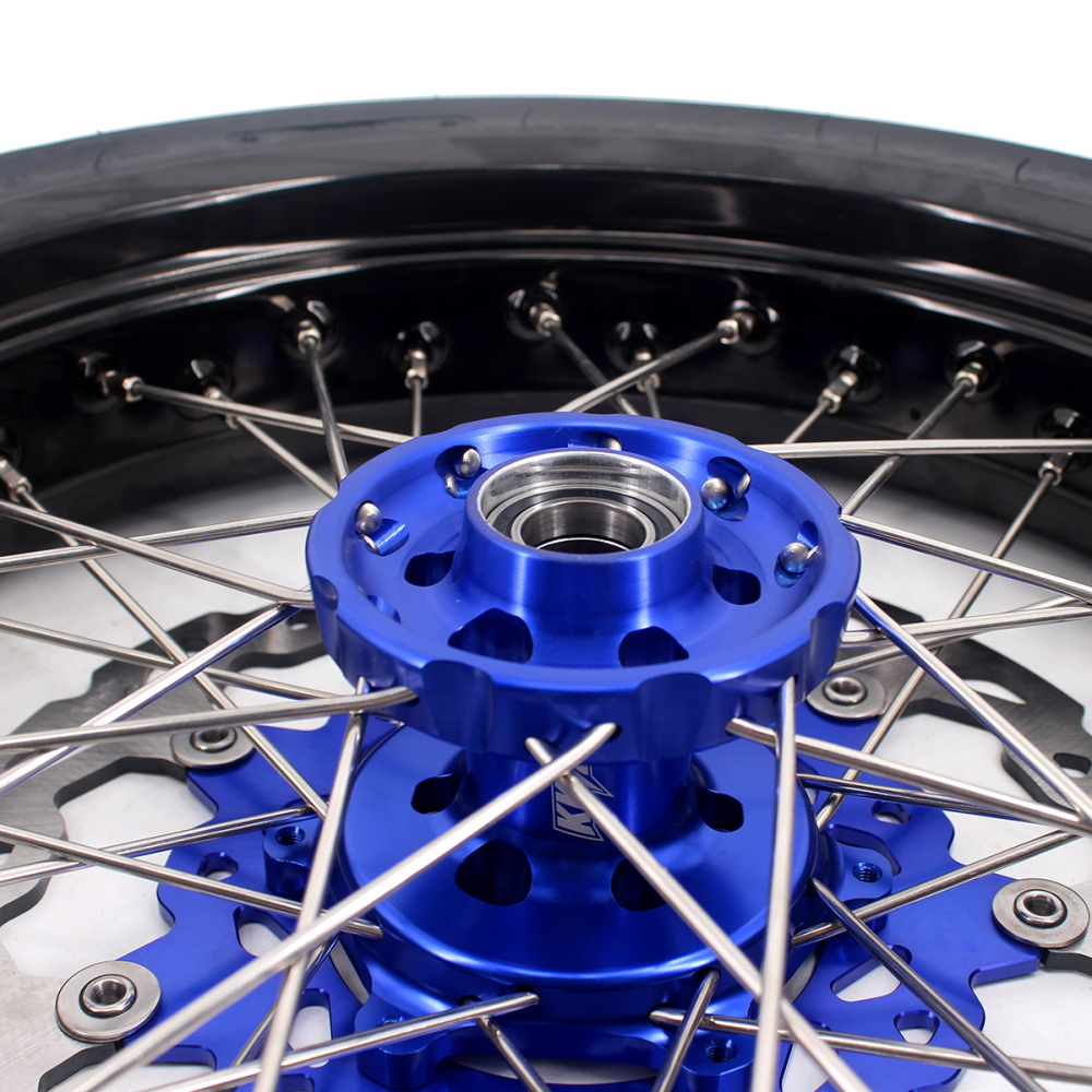 Fit Yamaha WR250F 20- 2026 WR450F 2019 -2026 - KKE 3.5*17/4.25*17 Supermoto Wheels with CST Tires Blue
