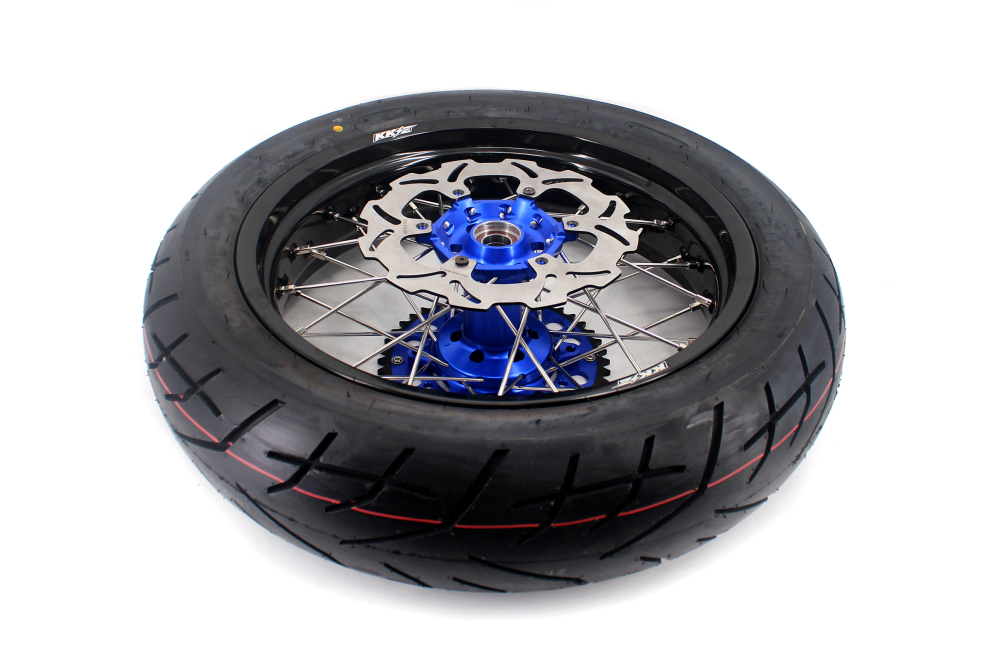 Fit Yamaha WR250F 20- 2026 WR450F 2019 -2026 - KKE 3.5*17/4.25*17 Supermoto Wheels with CST Tires Blue