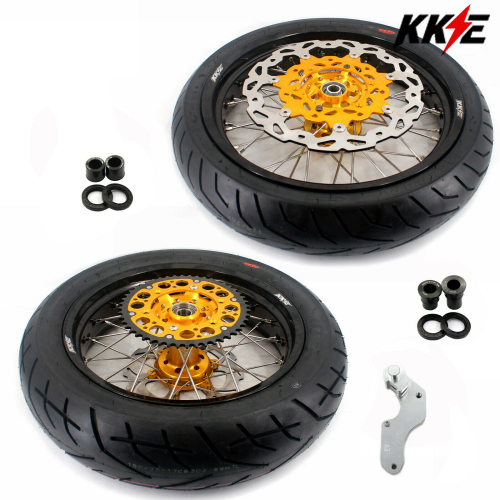 New Other Wheels for DRZ400 DRZ400E DRZ400s KKE 3.5/4.25*17 Supermoto Wheels Rims Set with CST Tire with Gold Hub for Suzuiki