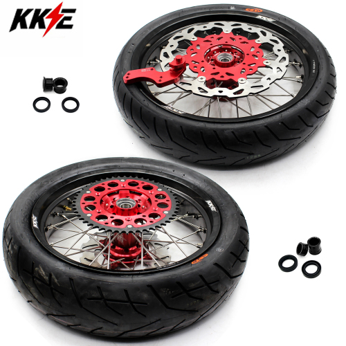KKE Wheels for Honda CRF250R 04-2013 CRF450R 02-2012 with CST Tires Mounted 3.5*17"/4.25*17 Supermoto Wheels Rims