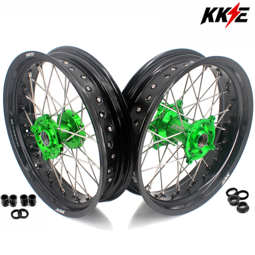 Fit Kawasaki KX250 KX450X 2022 - 2026, KX450 2019- 2026 -- KKE 3.5*17/4.25*17 Supermoto Wheels Set CNC Hubs