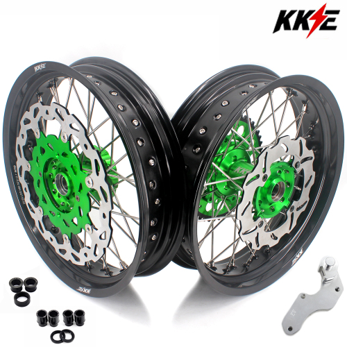 Fit Kawasaki KX250 2021 - 2026, KX450X 2022- 2023 -- KKE 3.5*17/4.25*17 Supermoto Wheels Set CNC Hubs with Discs