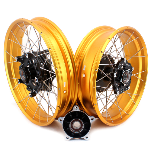 Fit BMW F800GS 2024  -2025 -- VMX 3.0*19"/4.25*17" Tubeless Wheels CNC Black Hub Gold Rim
