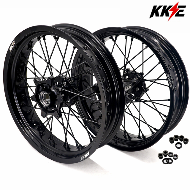for KTM 125-530CC-KKE 3.5*17" /5.0*17" Supermoto Wheels for KTM 125-530CC XCW EXC EXCW 2000-2025 / Husqvarna TE TC FE FC 125cc-501cc 2014-2024 All Black