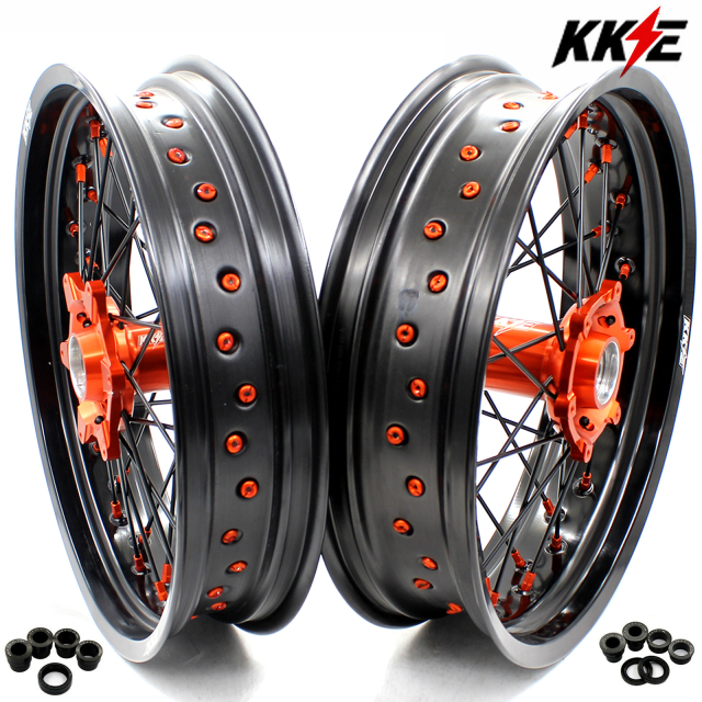 for KTM 125-530CC-KKE 3.5*17" /5.0*17" Supermoto Wheels for KTM 125-530CC XCW EXC EXCW 2000-2025 / Husqvarna TE TC FE FC 125cc-501cc 2014-2024 All Black