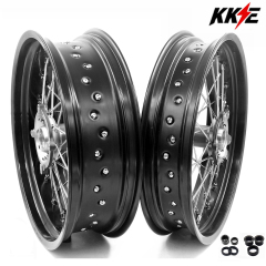 3.5*16.5“/5.0*17" fit Honda CRF250R 04 - 13 CRF50R 02 - 12 -- KKE Supermoto Racing Wheels Set CNC Hubs (Silver, Black, Blue, Red, Gold, Green)