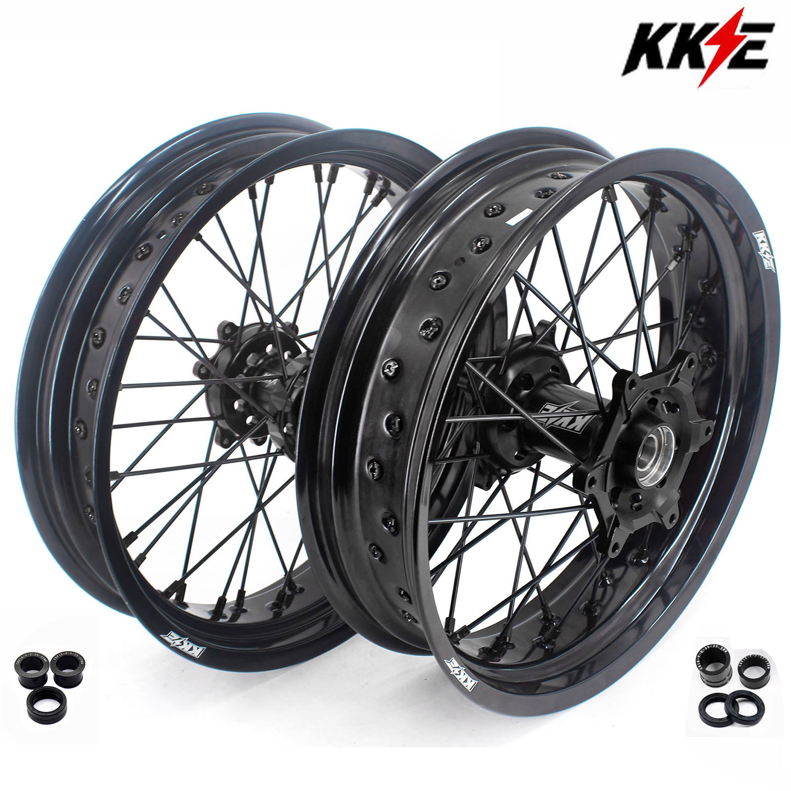 3.5*16.5“/5.0*17" fit Honda CRF250R CRF450R 2014-2026 CRF450RL 2019-2026 -- KKE Supermoto Racing Wheels Set CNC Hubs (Silver, Black, Blue, Red, Gold,Purple)